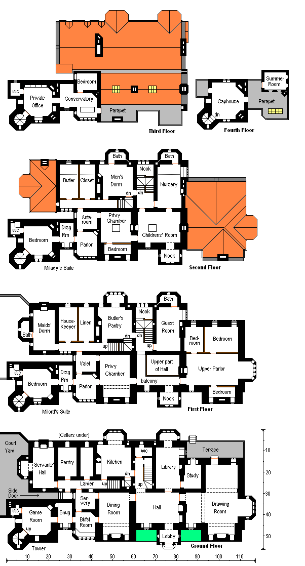 Tregarnet Hall Floor Plans